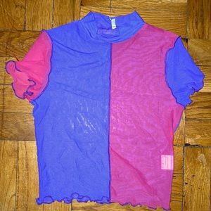 UNIF E GIRL MESH TOP LETTUCE HEM